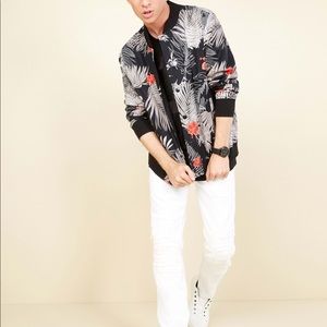 guess rae printed bomber jacket